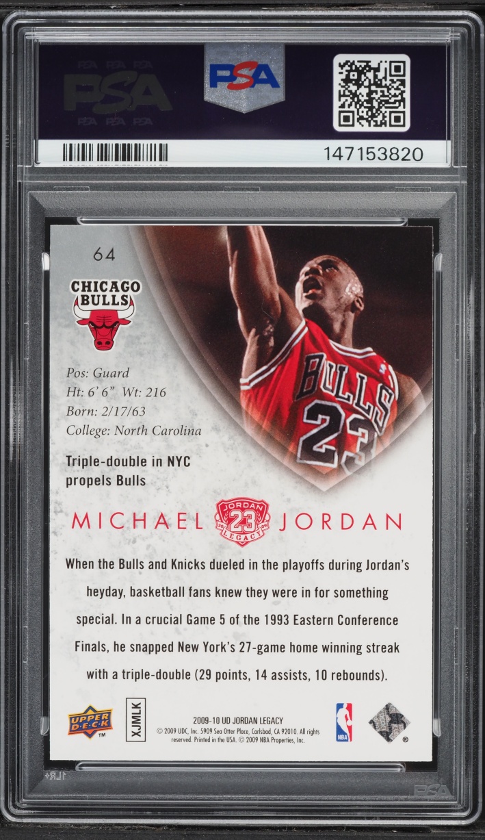 2009 Upper Deck Legacy Gold Michael Jordan #64 PSA 10 GEM MINT