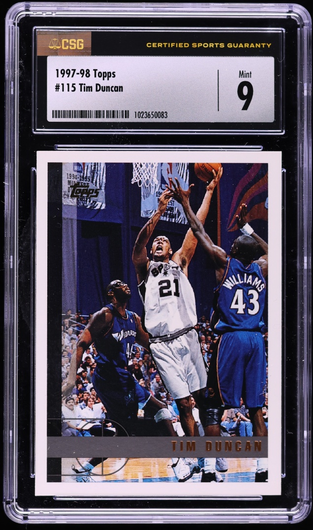 1997 Topps Basketball Tim Duncan ROOKIE #115 CSG 9 MINT