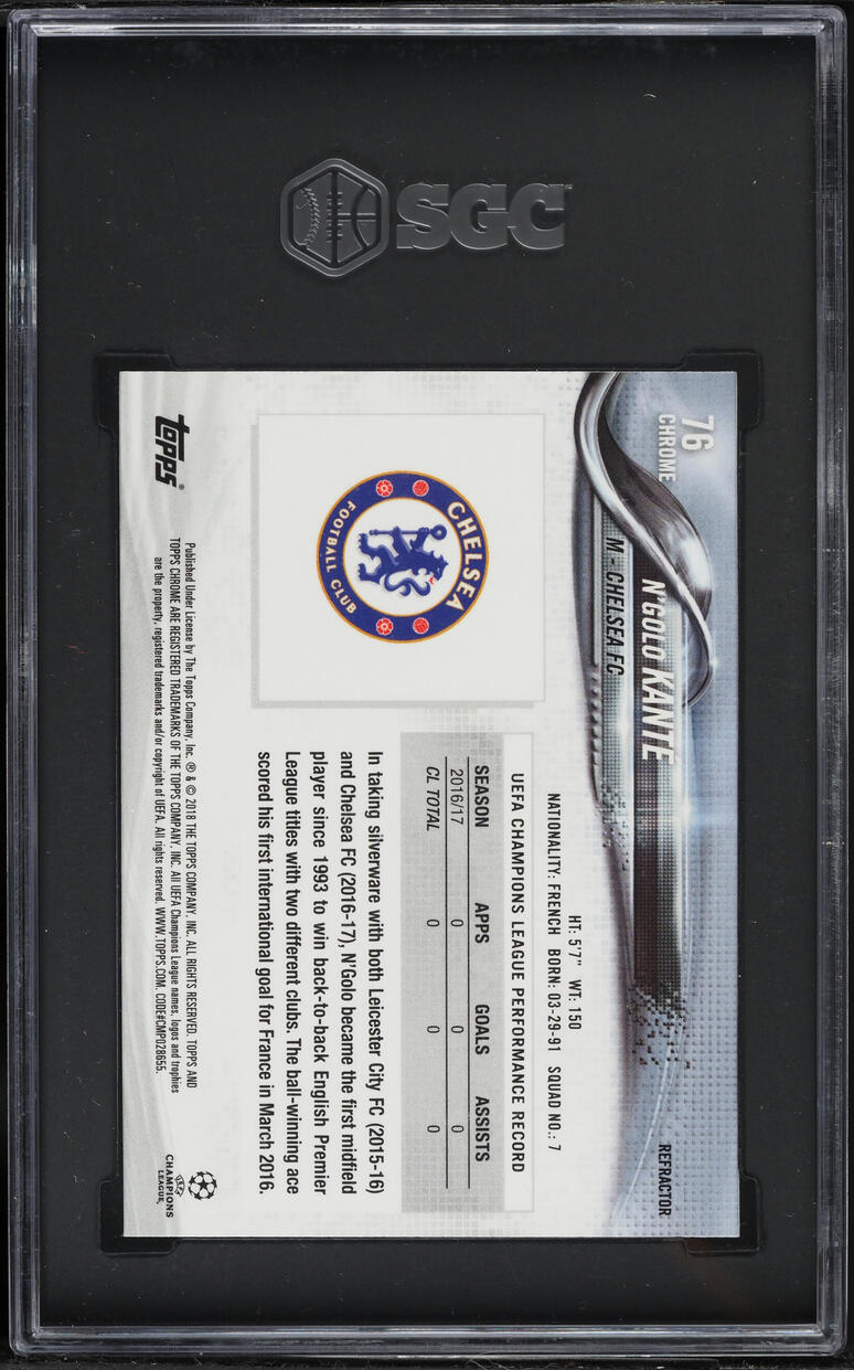 2017 Topps Chrome UEFA Refractor N'Golo Kante #76 SGC 9 MINT