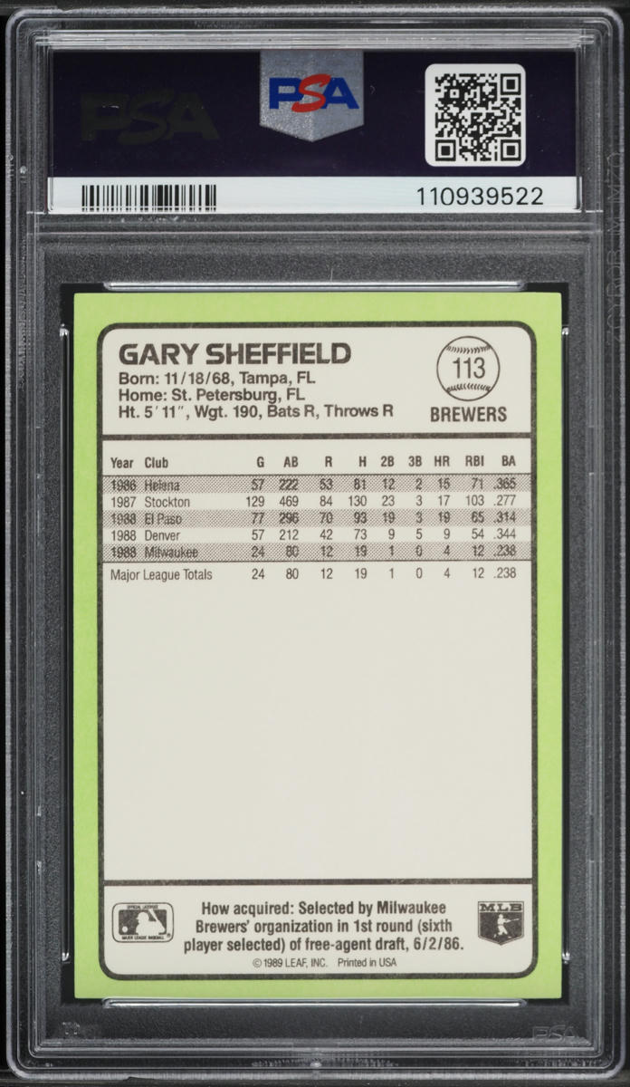 1989 Donruss Baseball's Best Gary Sheffield ROOKIE #113 PSA 6 EXMT