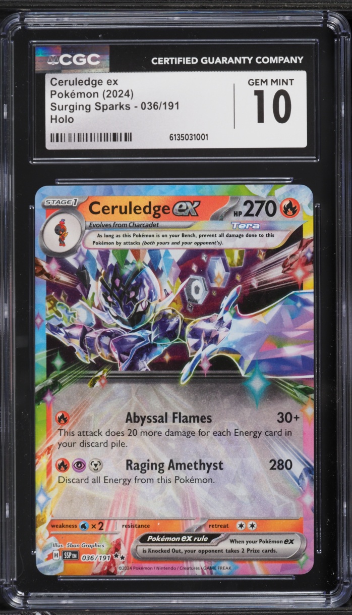 2024 Pokemon Scarlet & Violet Surging Sparks Holo Ceruledge ex #36 CGC 10 GEM MINT
