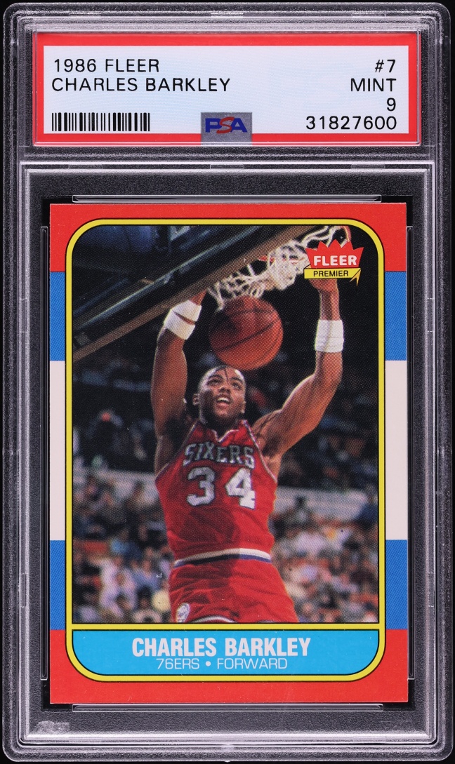1986 Fleer Basketball Charles Barkley ROOKIE #7 PSA 9 MINT