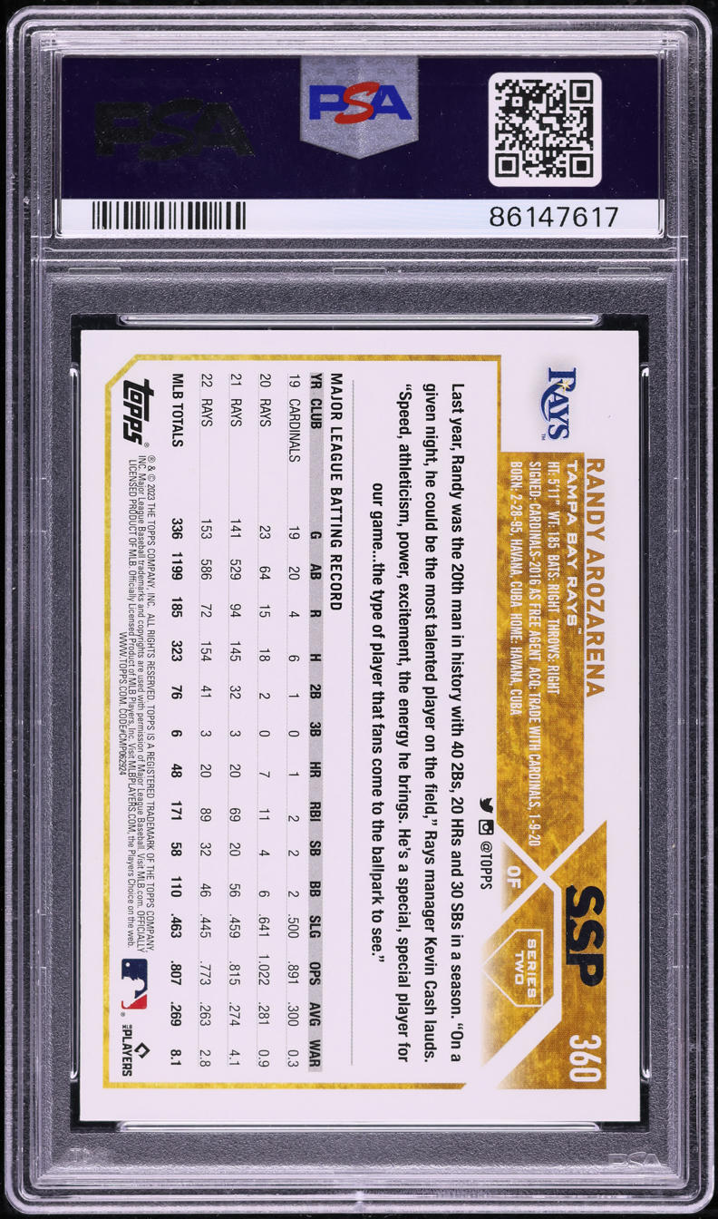 2023 Topps Randy Arozarena SSP #360 PSA 10 GEM MINT