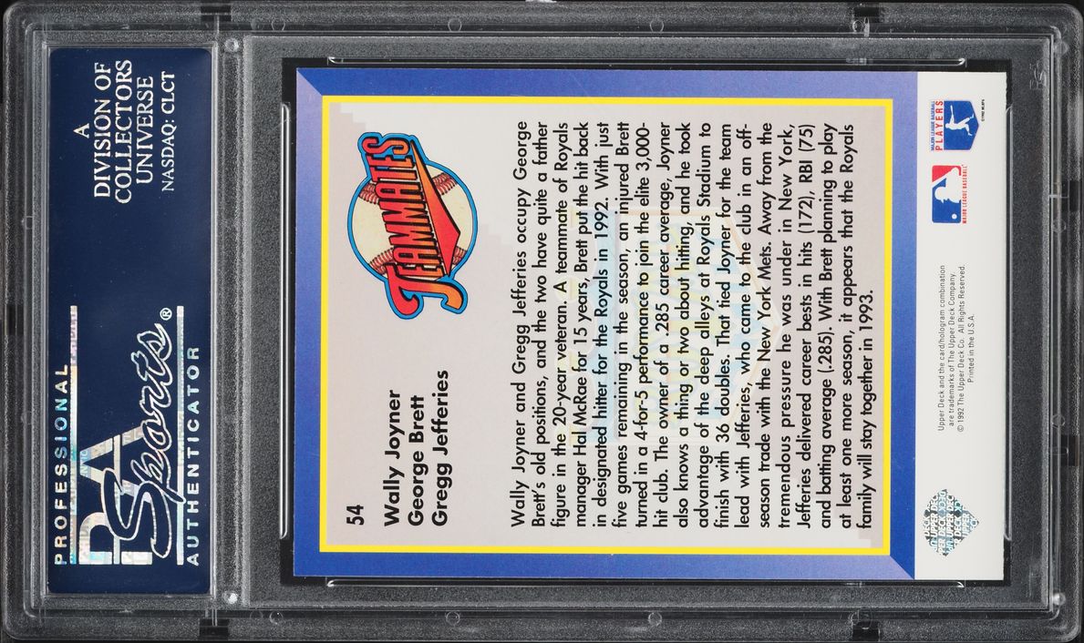 1993 Upper Deck Gregg Jefferies Wally Joyner George Brett #54 PSA 10 GEM MINT