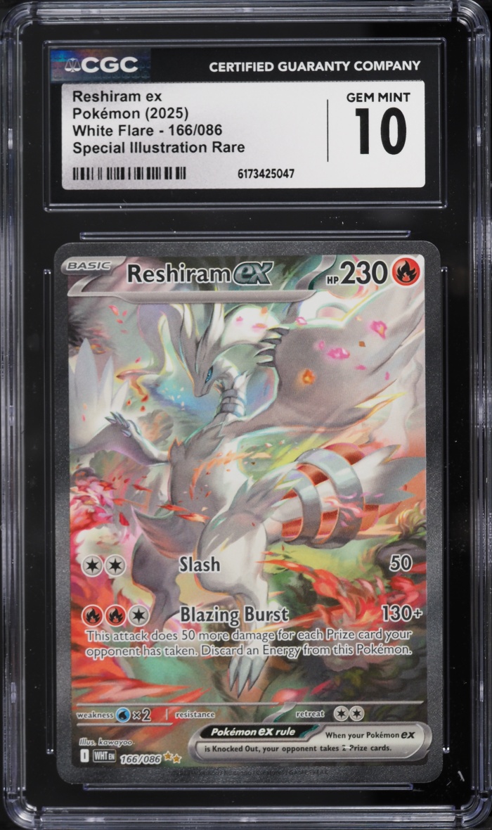2025 Pokemon Scarlet & Violet White Flare SIR Reshiram ex #166 CGC 10 GEM MINT