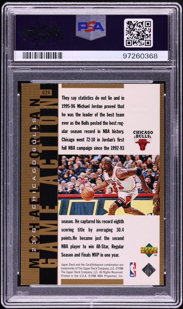 1998 UD MJ Living Legend Game Action Gold Michael Jordan #G24 PSA 9 MINT