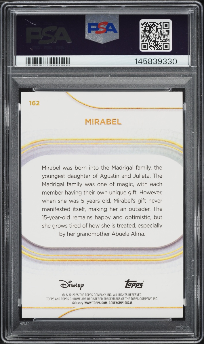 2025 Topps Chrome Disney Sapphire Red Mirabel /5 #162 PSA 10 GEM MINT - Photo 2