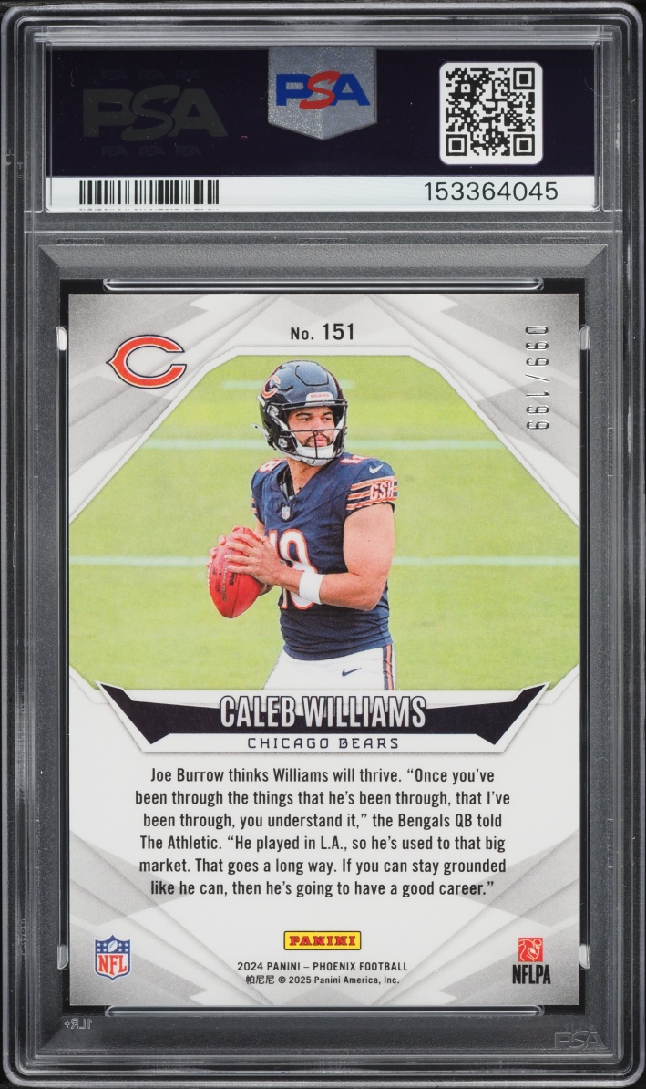 2024 Panini Phoenix Green Fade Caleb Williams ROOKIE /199 #151 PSA 10 GEM MINT - Photo 2
