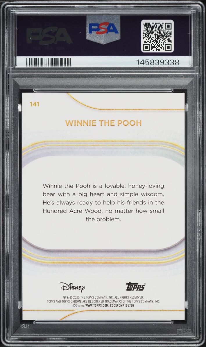 2025 Topps Chrome Disney Gold Refractor Winnie The Pooh /50 #141 PSA 10 GEM MINT - Photo 2