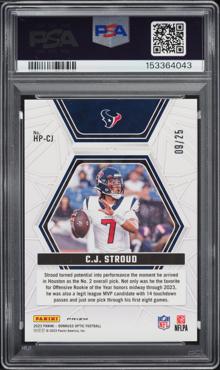 2023 Donruss Optic Hidden Potential Black Pandora C.J. Stroud ROOKIE /25 #HP-CJ PSA 10 GEM MINT - Photo 2