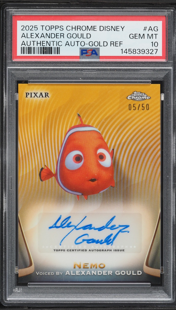 2025 Topps Chrome Disney Authentic Gold Refractor Alexander Gould AUTO /50 #AA-AG PSA 10 GEM