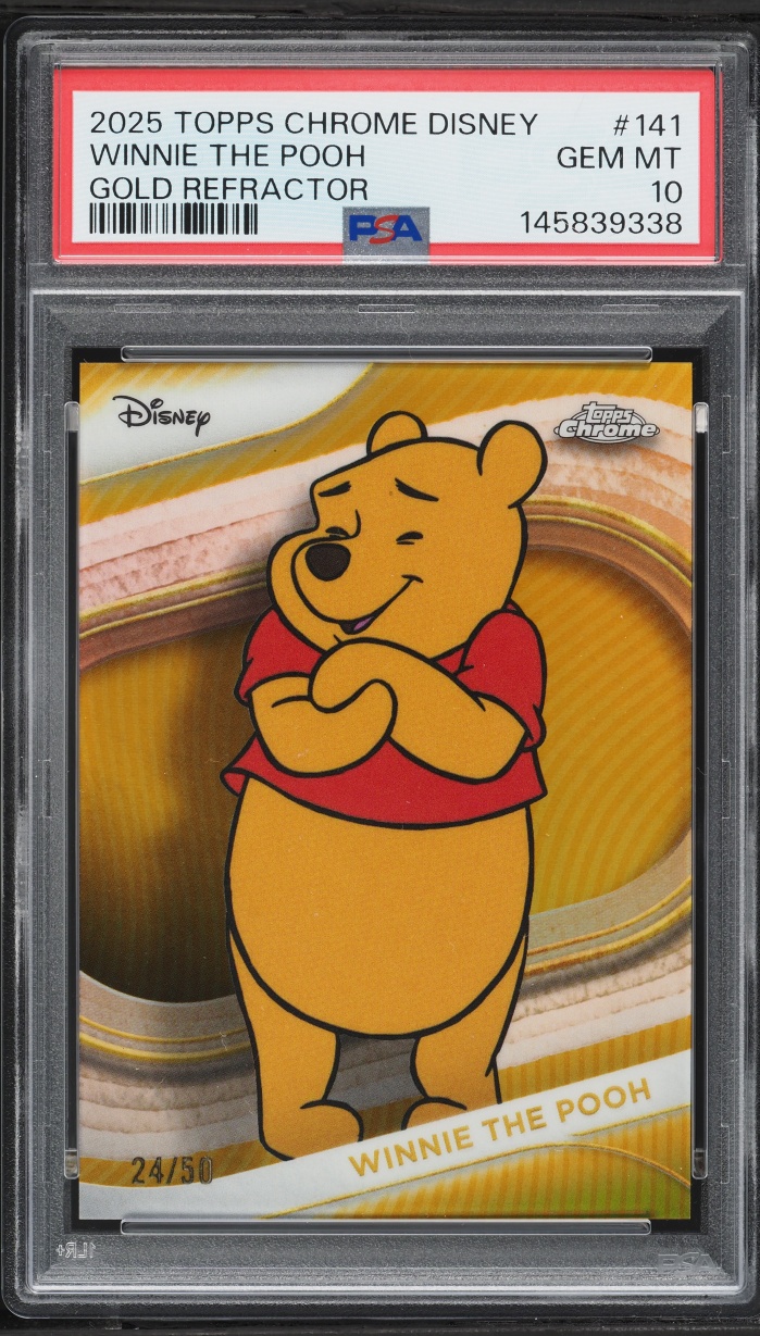2025 Topps Chrome Disney Gold Refractor Winnie The Pooh /50 #141 PSA 10 GEM MINT