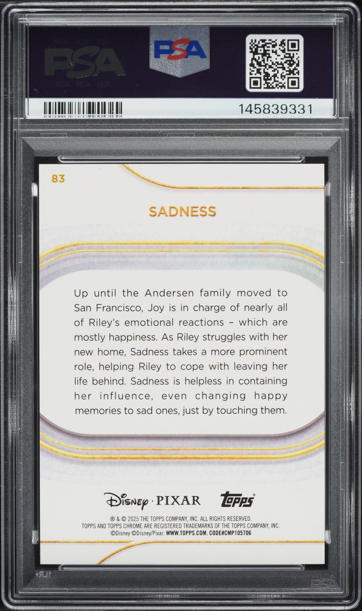 2025 Topps Chrome Disney Red Wave Sadness /5 #83 PSA 10 GEM MINT - Photo 2