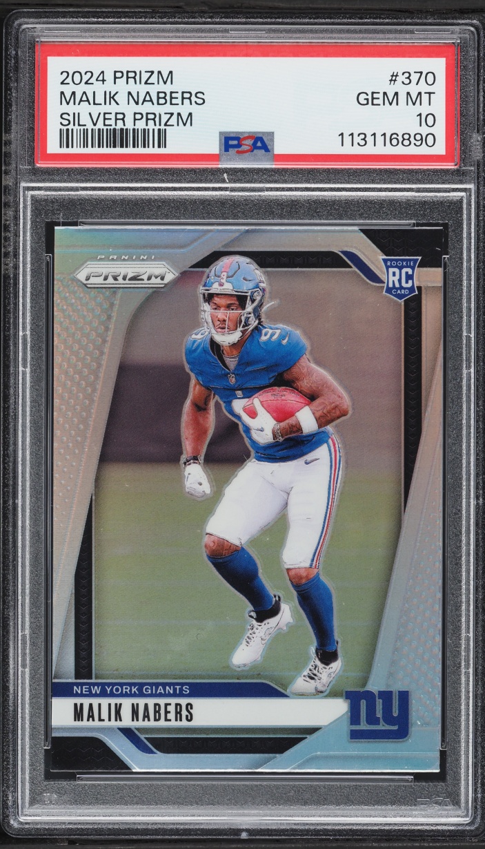 2024 Panini Prizm Silver Malik Nabers ROOKIE #370 PSA 10 GEM MINT