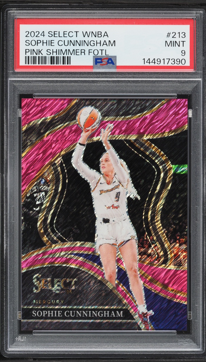 2024 Select WNBA Courtside Pink Shimmer FOTL Sophie Cunningham /3 #213 PSA 9 MINT