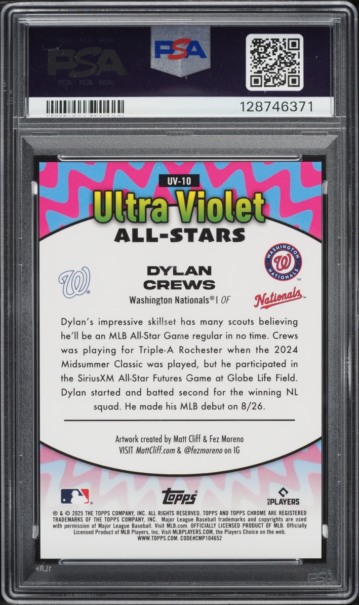 2025 Topps Chrome Ultraviolet All Stars Gold Refractor Dylan Crews ROOKIE /50 #UV-10 PSA 10 GEM - Photo 2