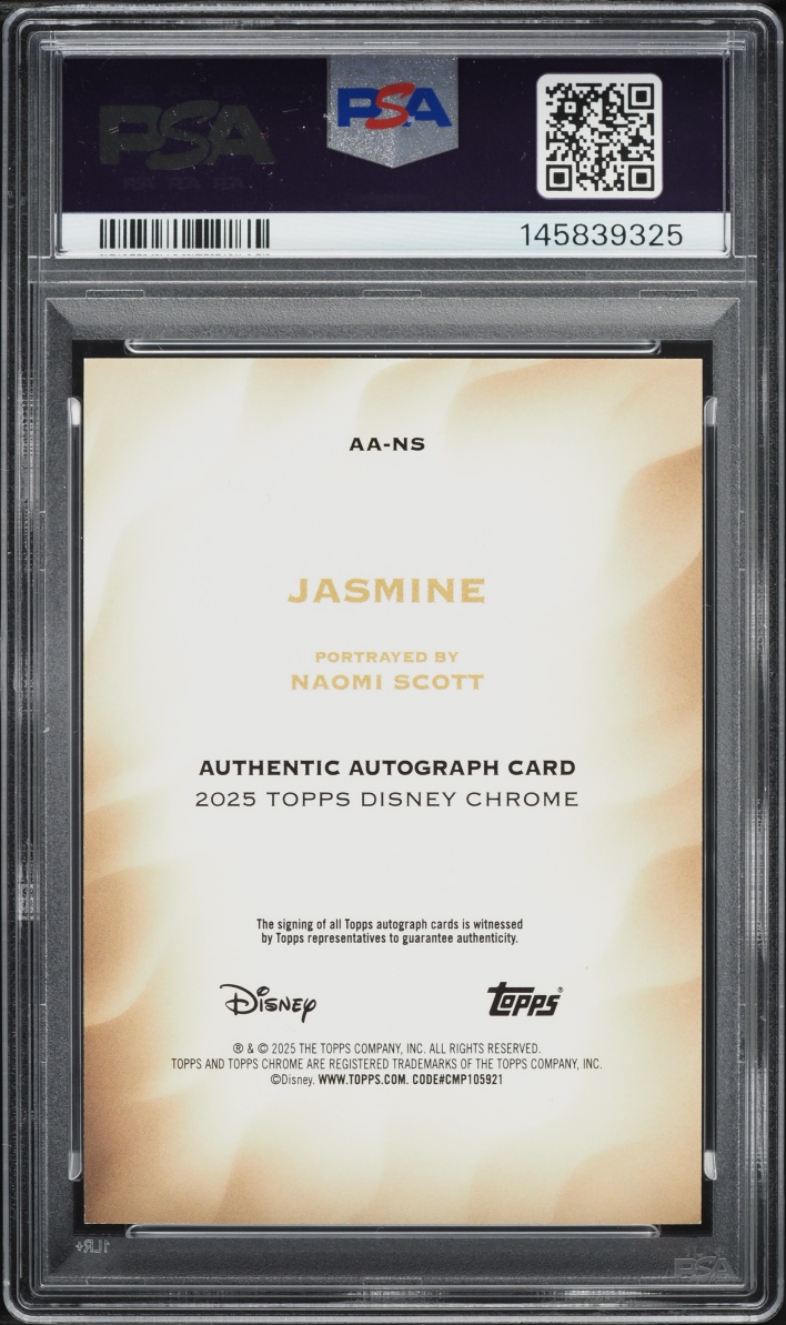 2025 Topps Chrome Disney Authentic Green Refractor Naomi Scott AUTO /99 #AA-NS PSA 10 GEM MINT - Photo 2