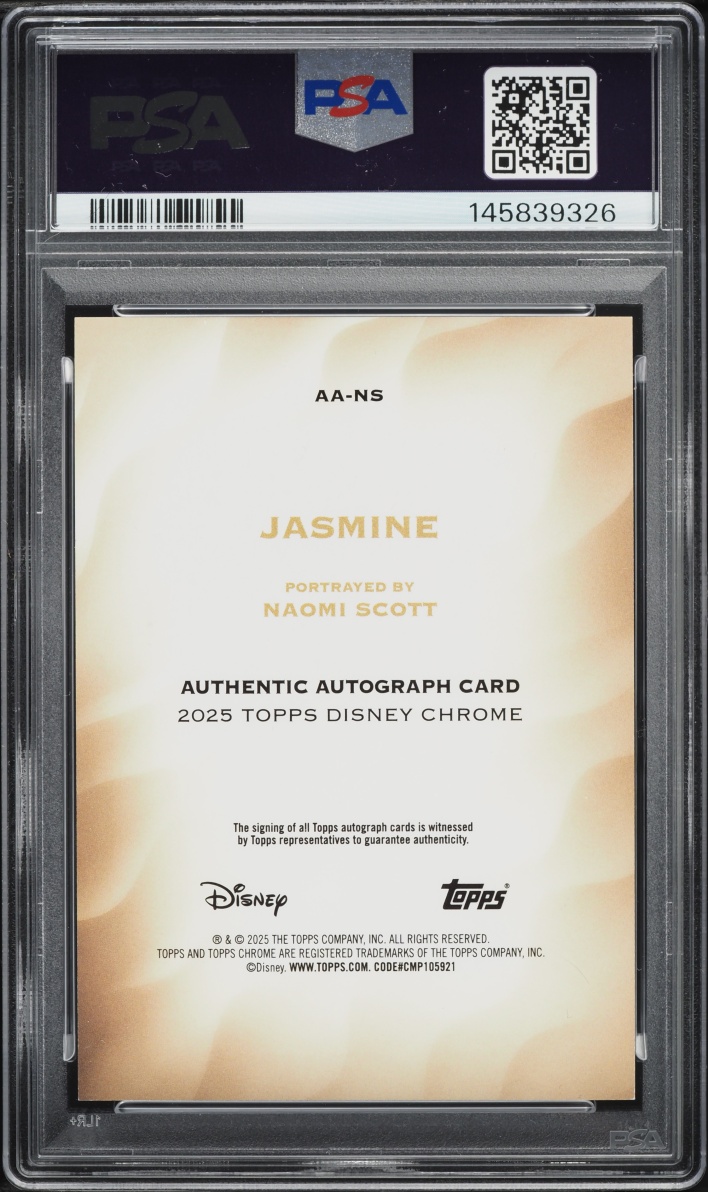 2025 Topps Chrome Disney Authentic Orange Refractor Naomi Scott AUTO /25 #AA-NS PSA 10 GEM - Photo 2