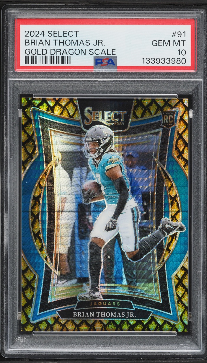 2024 Select Concourse Gold Dragon Scale Brian Thomas Jr. ROOKIE /10 #91 PSA 10 GEM MINT
