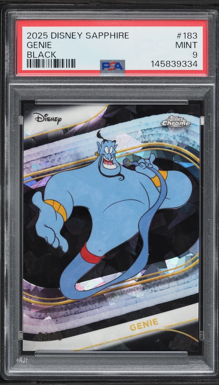 2025 Topps Chrome Disney Sapphire Black Genie /10 #183 PSA 9 MINT