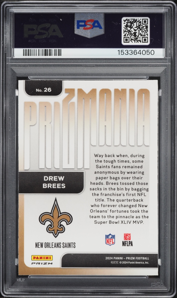 2024 Panini Prizm Prizmania Drew Brees #26 PSA 9 MINT - Photo 2