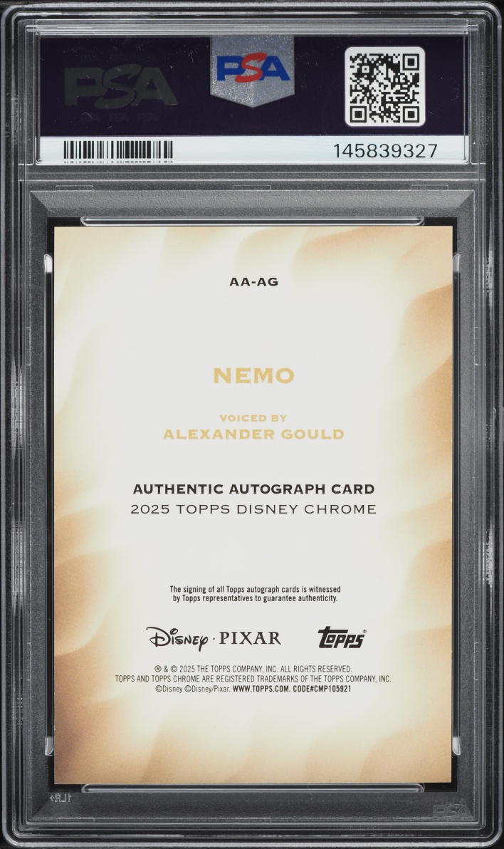 2025 Topps Chrome Disney Authentic Gold Refractor Alexander Gould AUTO /50 #AA-AG PSA 10 GEM - Photo 2