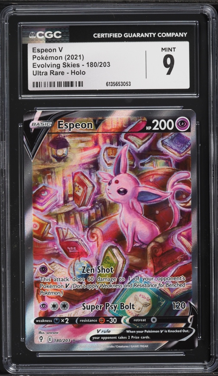 2021 Pokemon Sword & Shield Evolving Skies Alt Art Espeon V #180 CGC 9 MINT