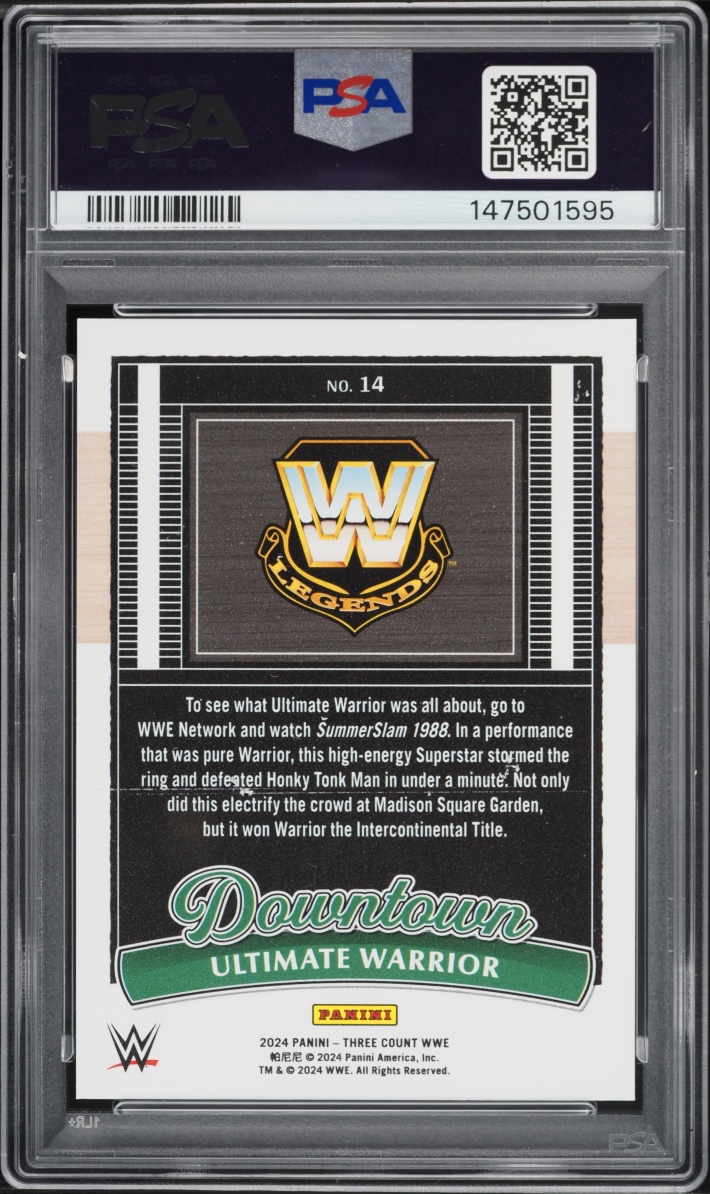 2024 Panini Three Count WWE Downtown Ultimate Warrior #14 PSA 8 NM-MT