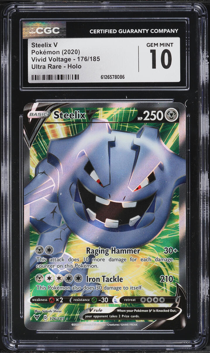 2020 Pokemon Sword & Shield Vivid Voltage Full Art Steelix V #176 CGC 10 GEM MINT