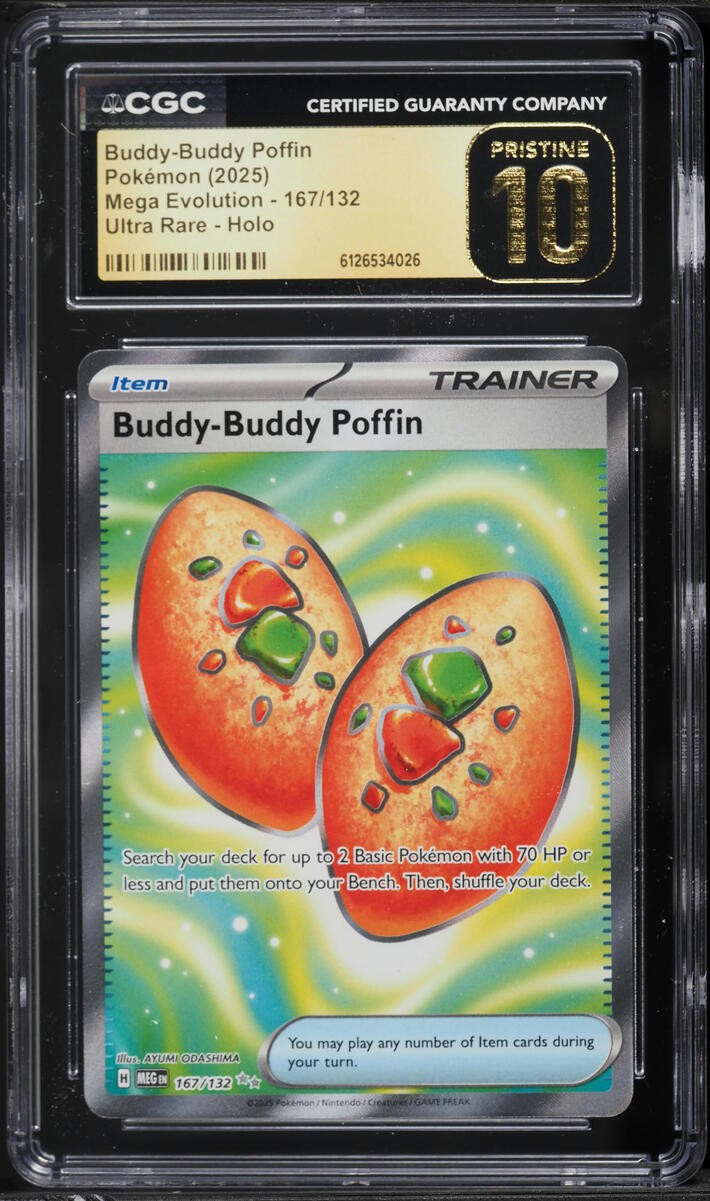 2025 Pokemon Mega Evolution Full Art Buddy-Buddy Poffin #167 CGC 10 PRISTINE