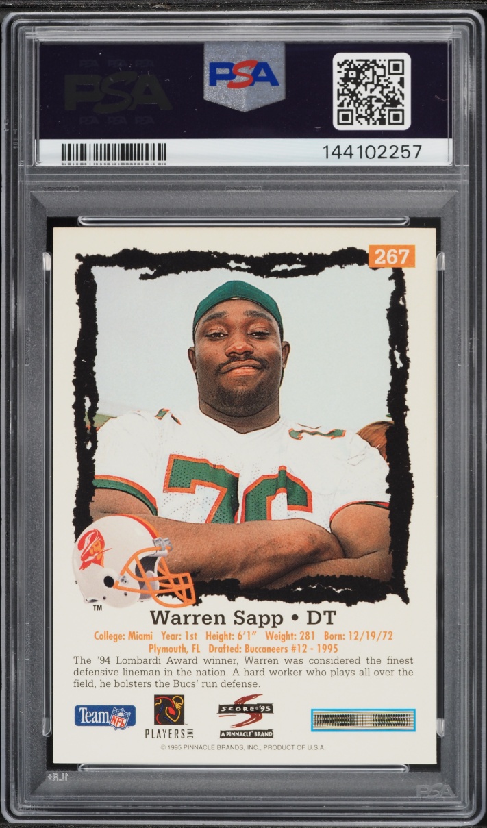 1995 Score Football Warren Sapp ROOKIE #267 PSA 10 GEM MINT