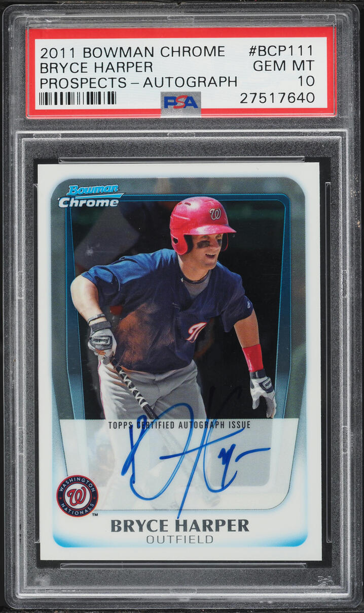 2011 Bowman Chrome Bryce Harper PROSPECT AUTO #BCP111 PSA 10 GEM MINT