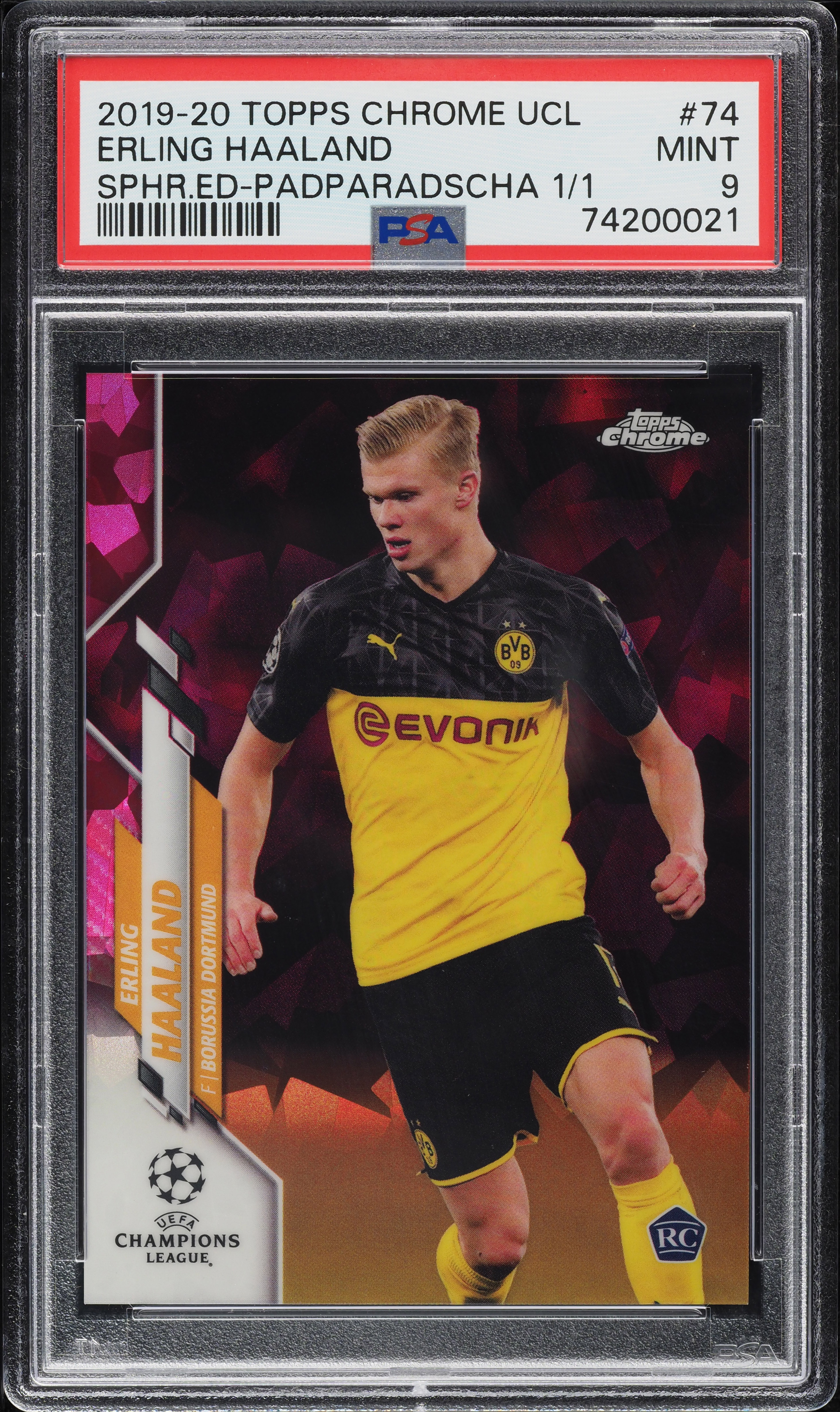 2019 Topps Chrome UEFA Sapphire Padparadscha Erling Haaland ROOKIE