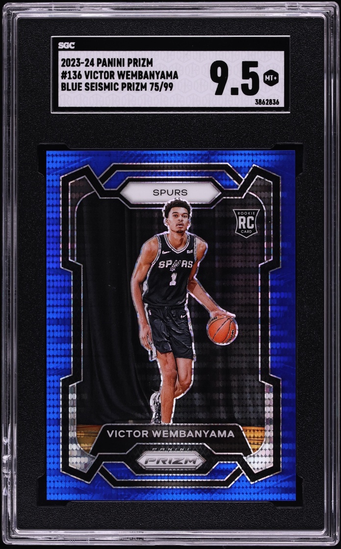 2023 Panini Prizm Blue Seismic Victor Wembanyama ROOKIE /99 #136 SGC 9.5 MINT+