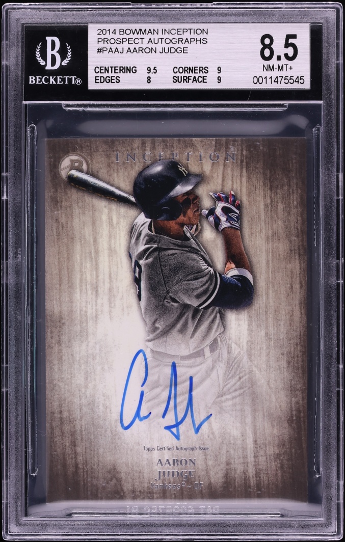 2014 Bowman Inception Aaron Judge PROSPECT AUTO #PA-AJ BGS 8.5 NM-MT+