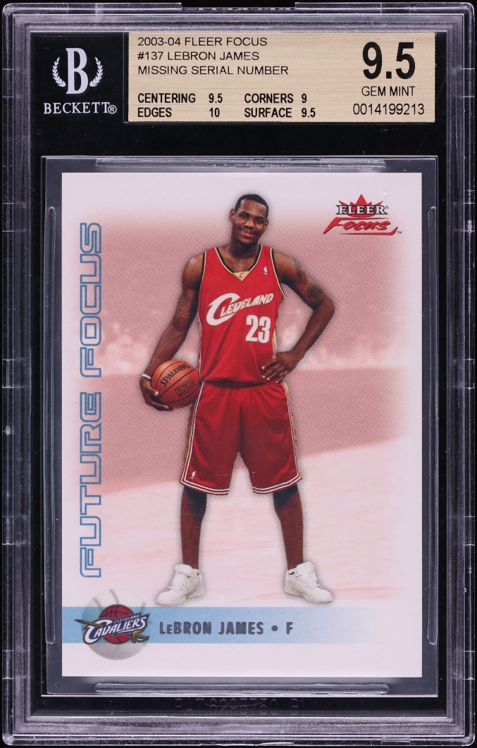 2003 Fleer Focus LeBron James ROOKIE #137 Missing Serial # BGS 9.5 GEM MINT