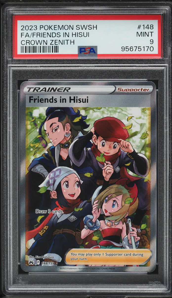 2023 Pokemon SWSH Crown Zenith Full Art Friends In Hisui #148 PSA 9 MINT