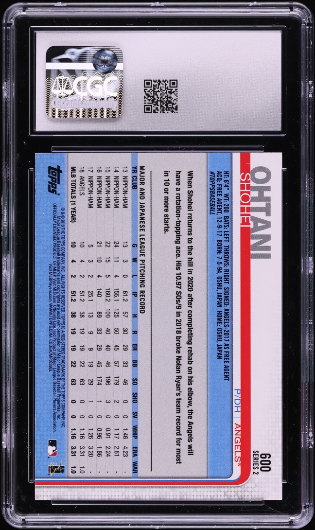 2019 Topps Shohei Ohtani #600 CGC 8.5 NM-MT+