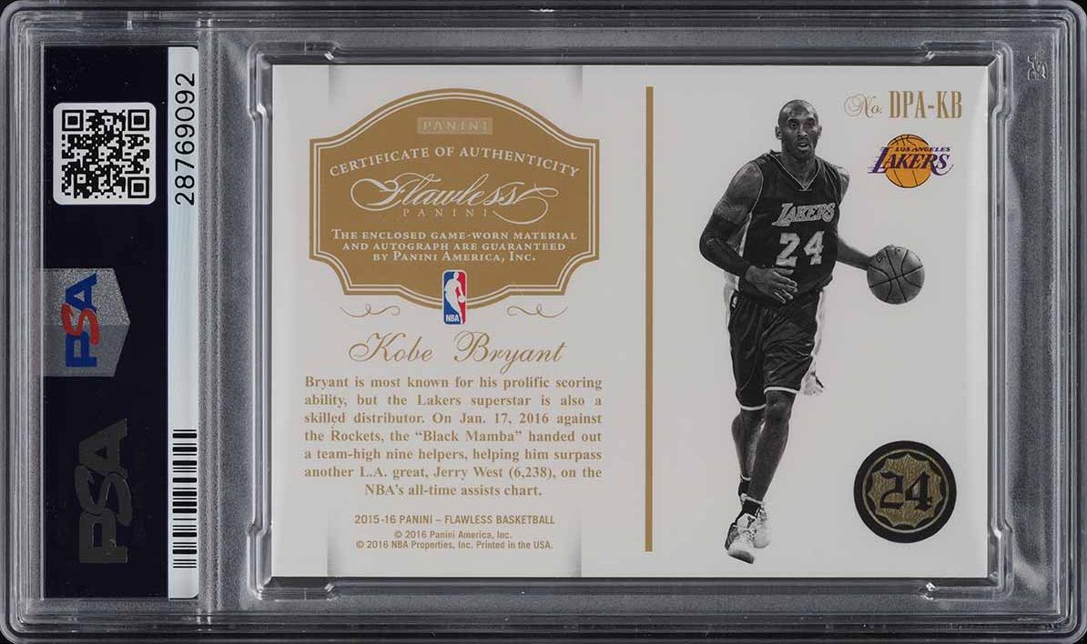2015 Panini Flawless Dual Kobe Bryant PATCH AUTO JSY #08/25 #KB