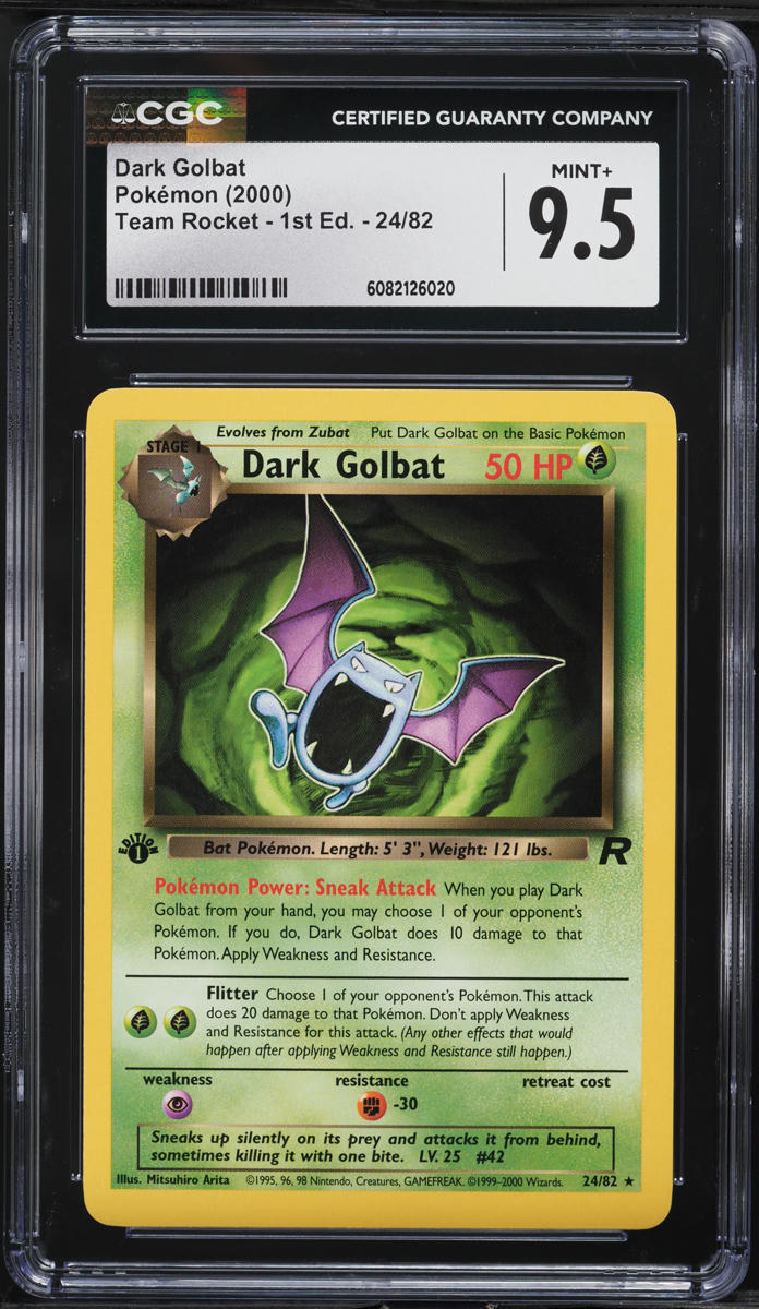 2000 Pokemon Team Rocket 1st Edition Dark Golbat #24 CGC 9.5 MINT+