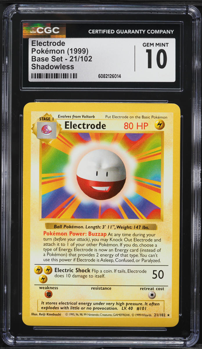 1999 Pokemon Base Set Shadowless Electrode #21 CGC 10 GEM MINT