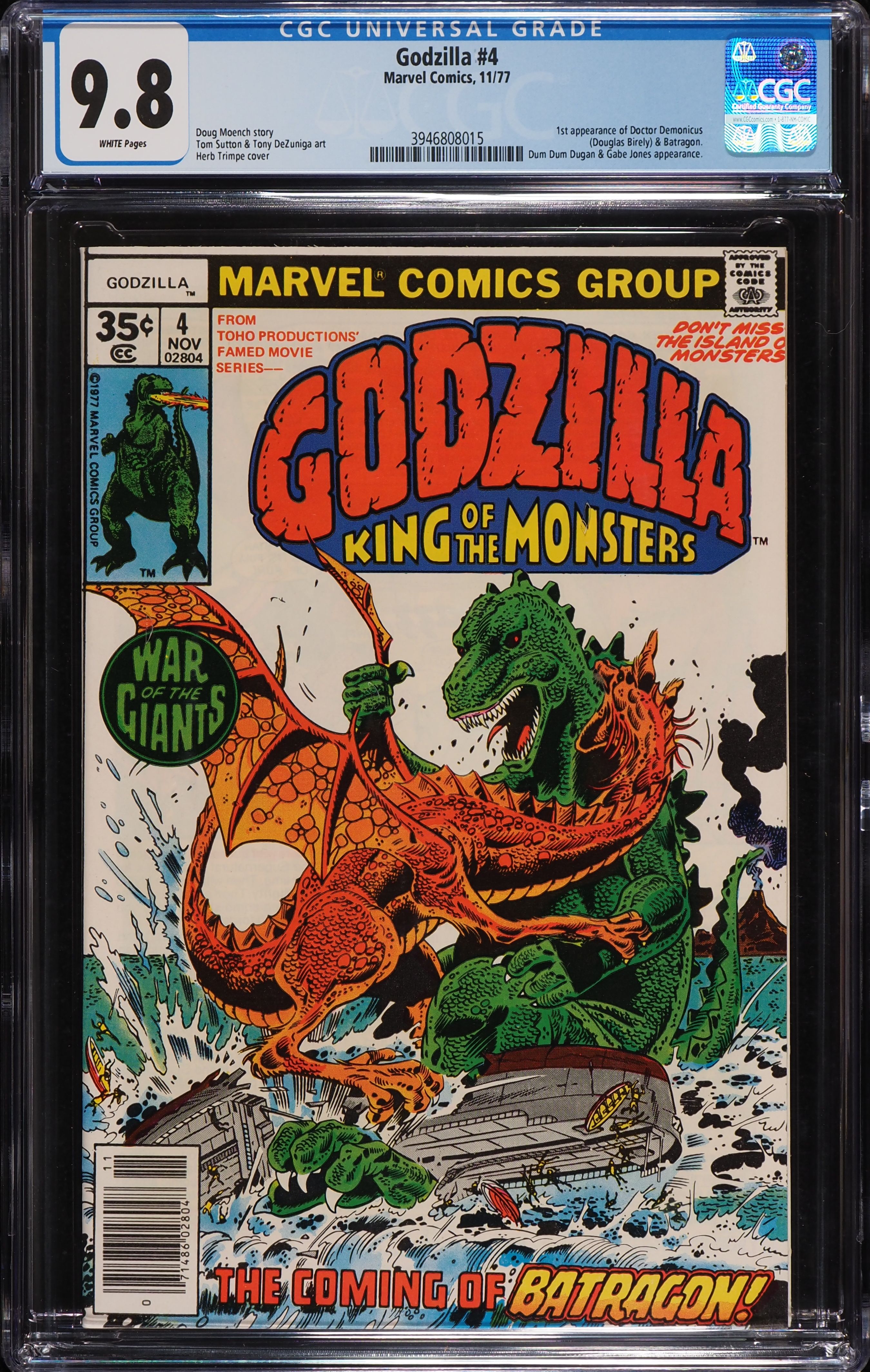 Godzilla #4 (Marvel, 1977) CGC 9.8 White Pages