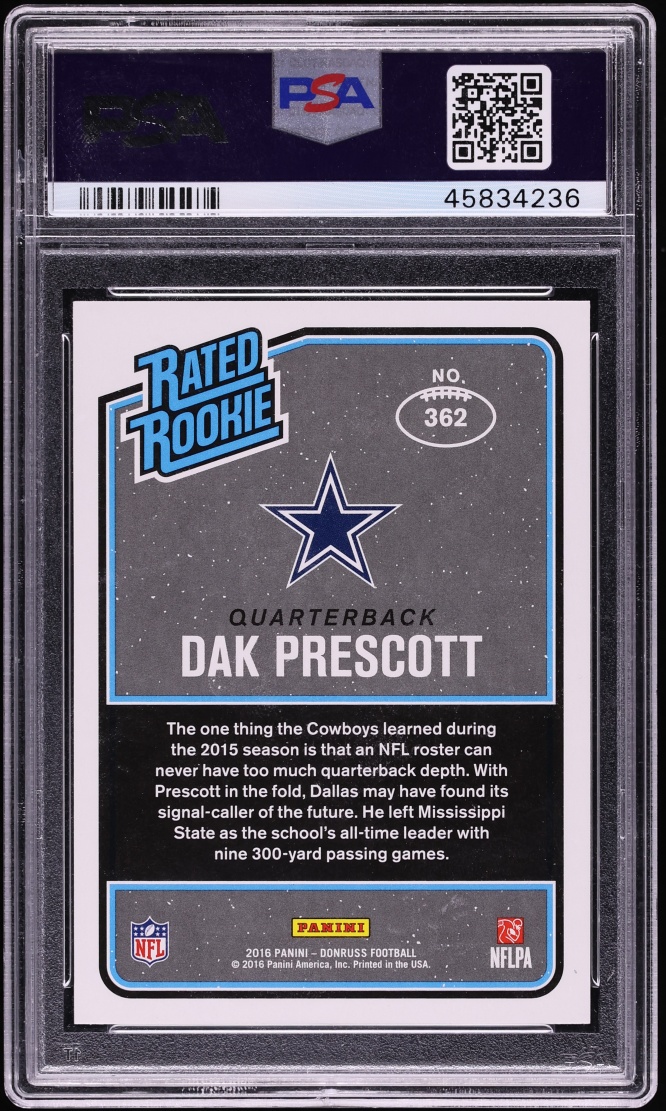2016 Donruss Football Dak Prescott ROOKIE #362 PSA 10 GEM MINT