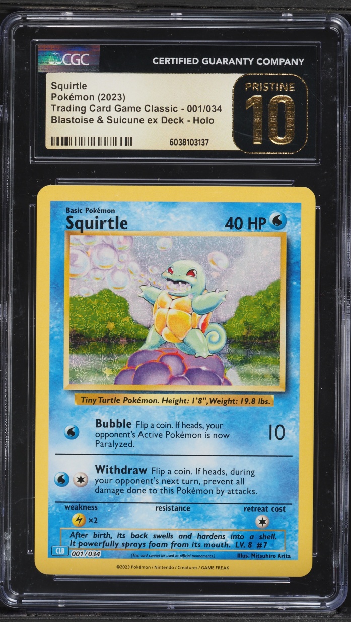 2023 Pokemon TCG Classic Collection Holo Squirtle #1 CGC 10 PRISTINE