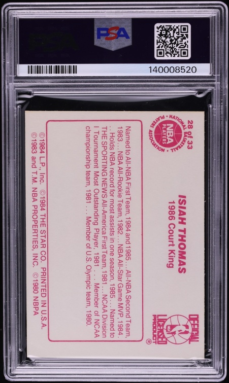 1986 Star Court Kings Isiah Thomas ROOKIE #28 PSA 8 NM-MT