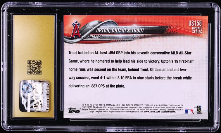 2018 Topps Update Next Stop, Stardom Upton Ohtani Trout #US158 CGC 10 PRISTINE