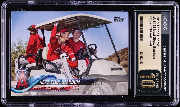 2018 Topps Update Next Stop, Stardom Upton Ohtani Trout #US158 CGC 10 PRISTINE