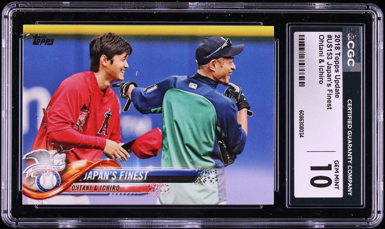 2018 Topps Update Japan's Finest Ichiro Suzuki w/ Shohei Ohtani ROOKIE #US153 CGC 10 GEM MINT