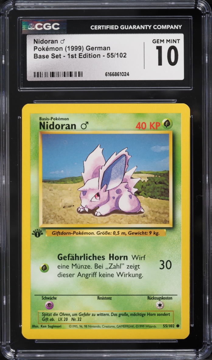 1999 Pokemon German Base Set 1st Edition Nidoran #55 CGC 10 GEM MINT
