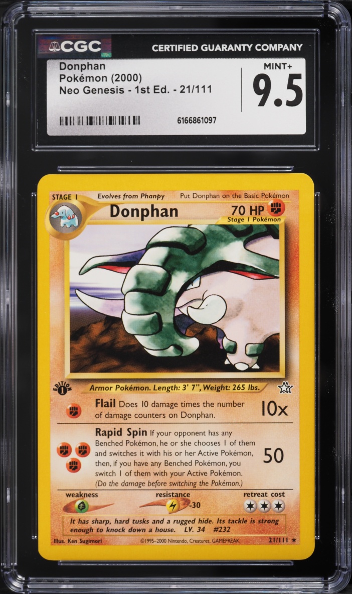 2000 Pokemon Neo Genesis 1st Edition Donphan #21 CGC 9.5 MINT+